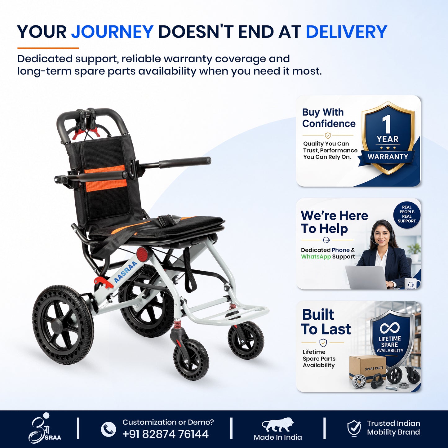 AASRAA Flyte Go AR107Y | Lightweight Travel Wheelchair (15 Inch Seat / MS Frame)