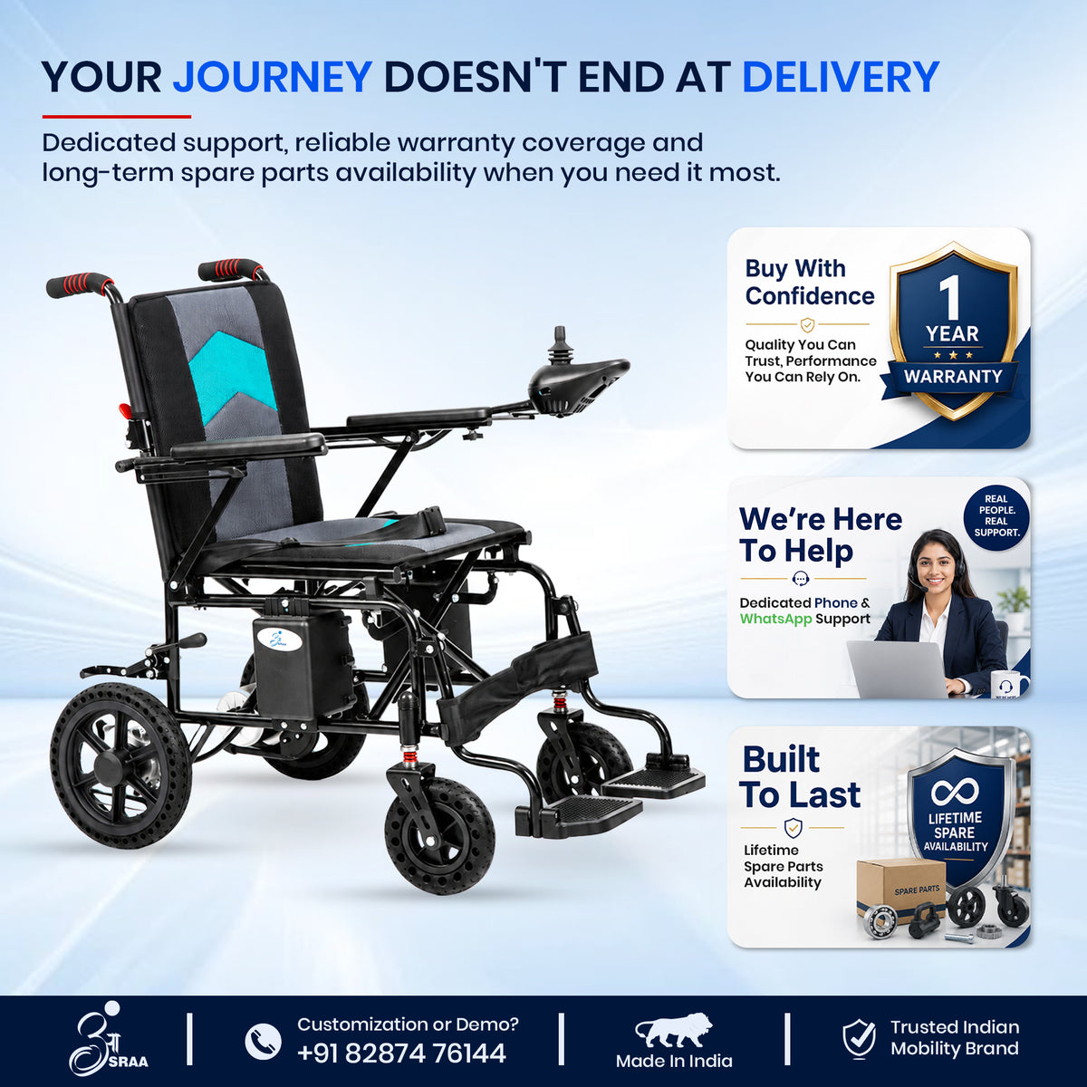 Aasraa Power Safar AR501B | Lightweight Compact Electric Wheelchair