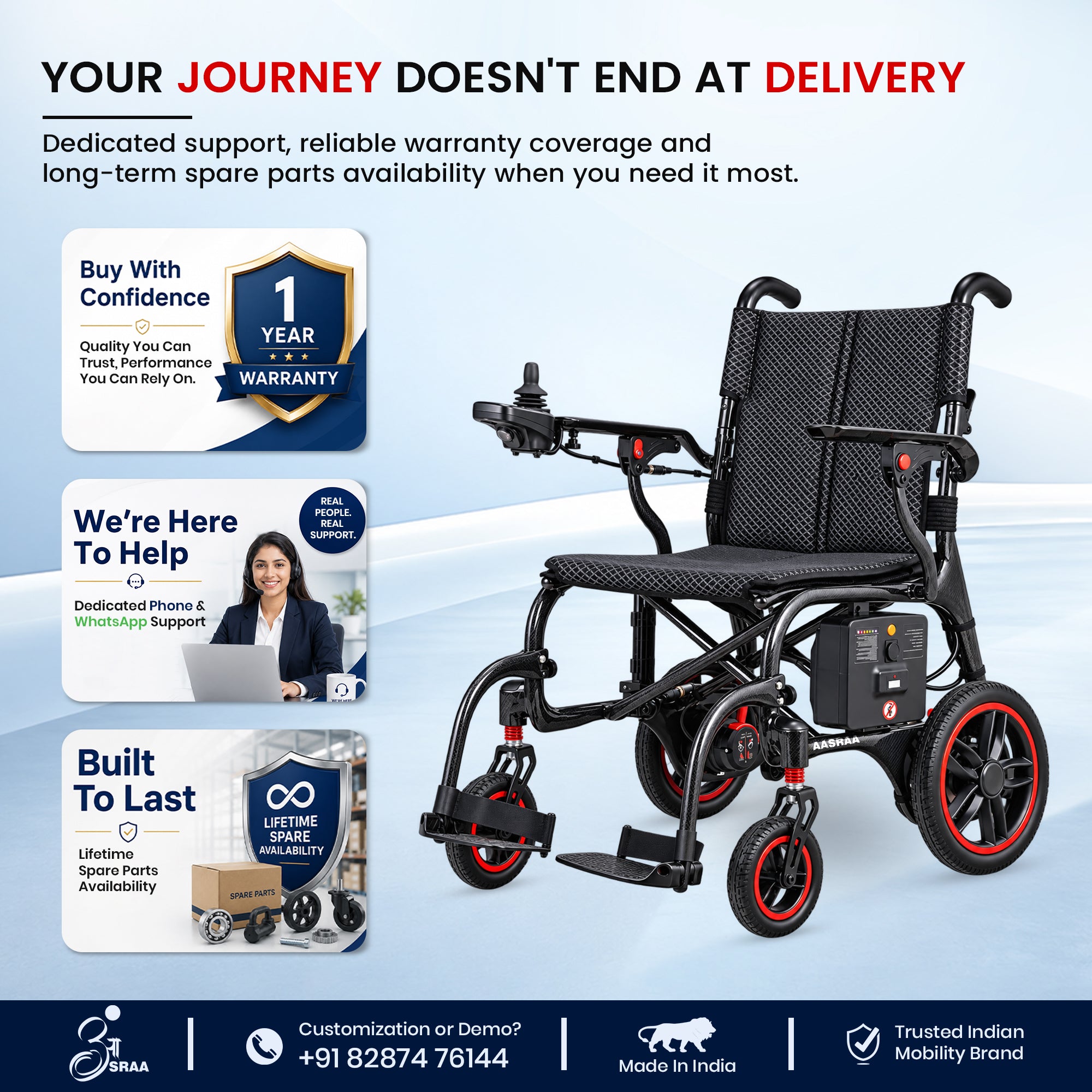 Aasraa Power Air 1 ARC01B | Ultra-Lightweight Carbon Fibre Electric Wheelchair