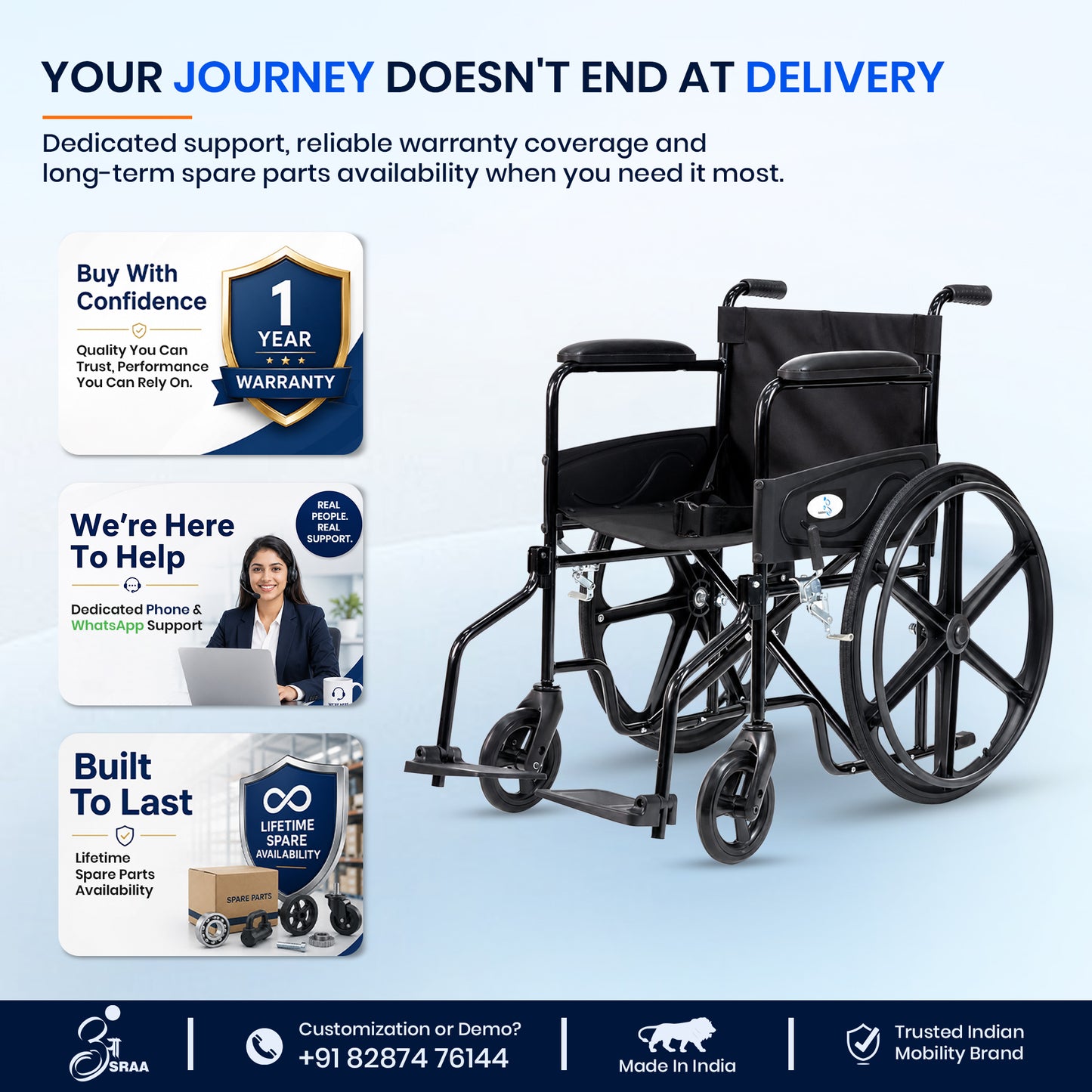 Aasraa Budget AR209B | Compact Folding Wheelchair