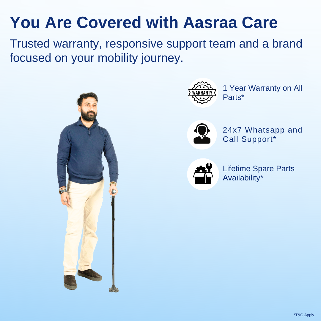Aasraa Glow ARL55B | Folding Walking Stick With LED Light