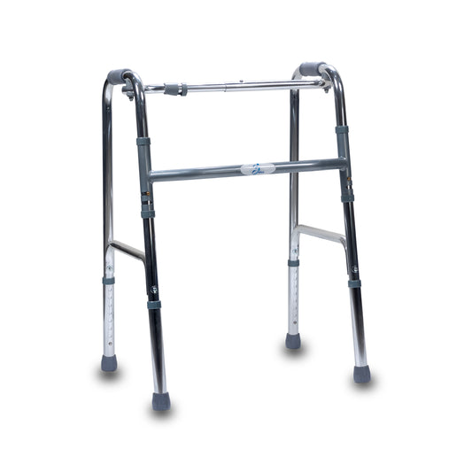 Aasraa Chromemate ARW15C | Aluminium Folding Walker With Dual Walking Modes (Shiny Finish)