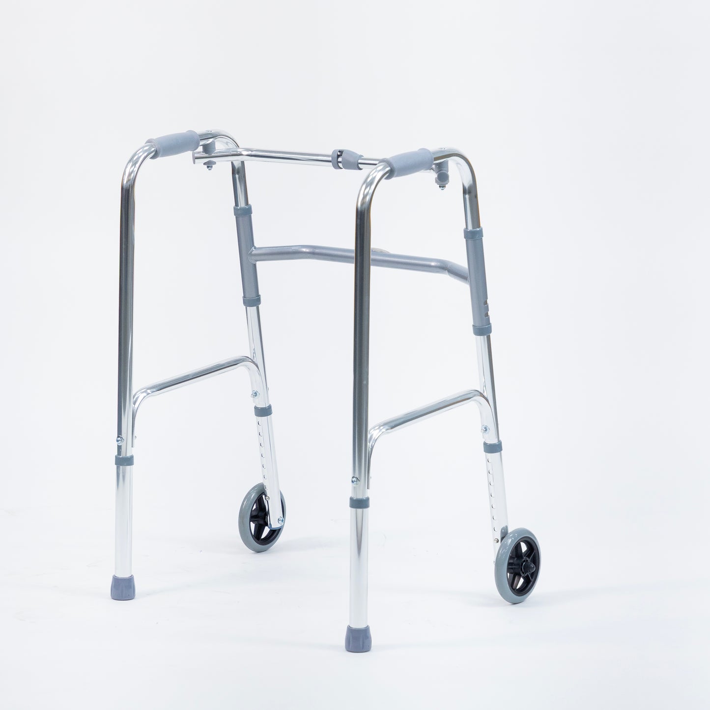 Aasraa Chromemate+ ARW35C | Aluminium Folding Walker With Wheels & Dual Walking Modes (Shiny Finish)