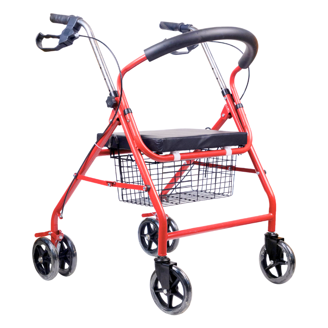 Aasraa Red Rover Rollator ARR05R | Four Wheel Rollator Walker