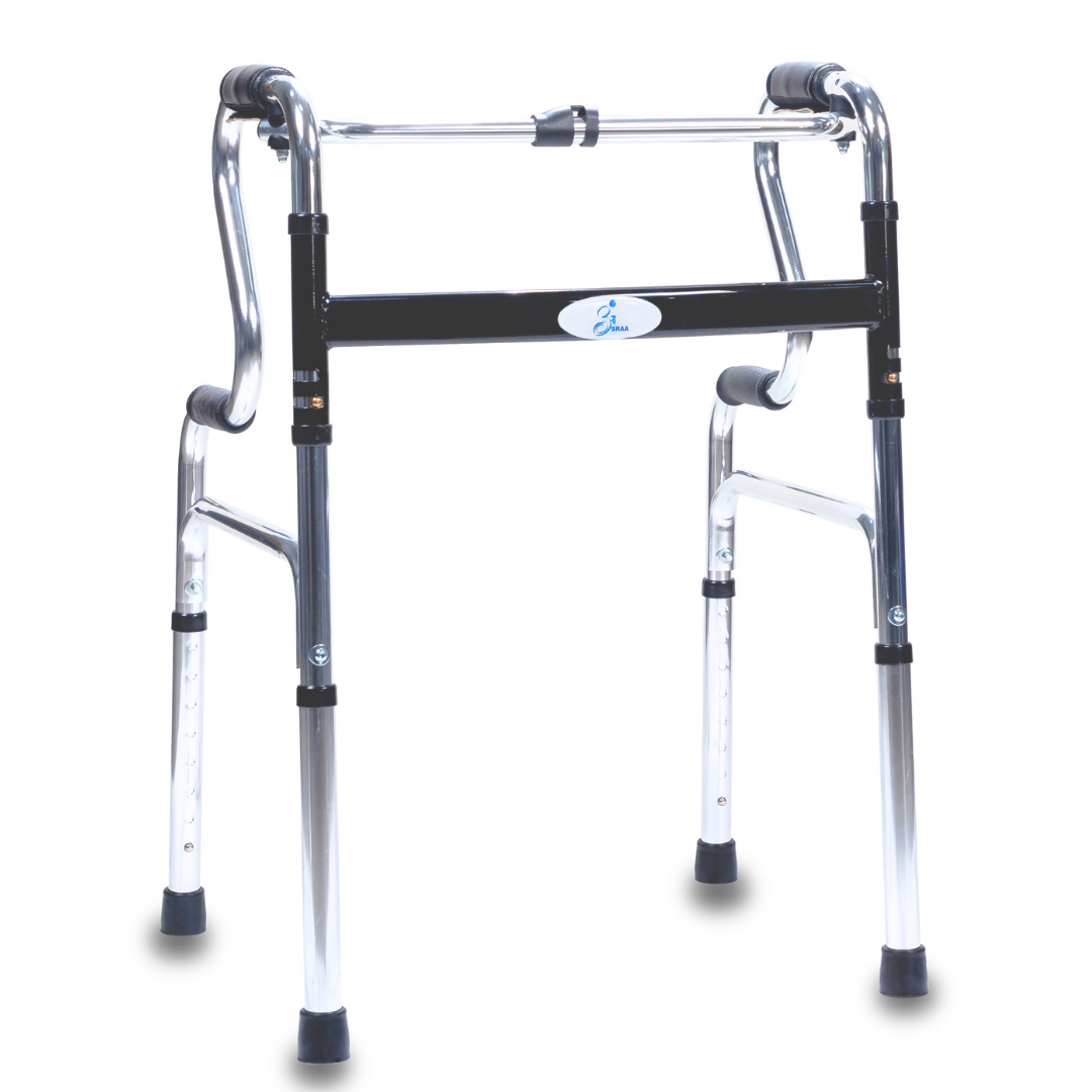 Aasraa Stepsure ARS05C | Aluminium Folding Step Walker With Dual Walking Modes (Shiny Finish)