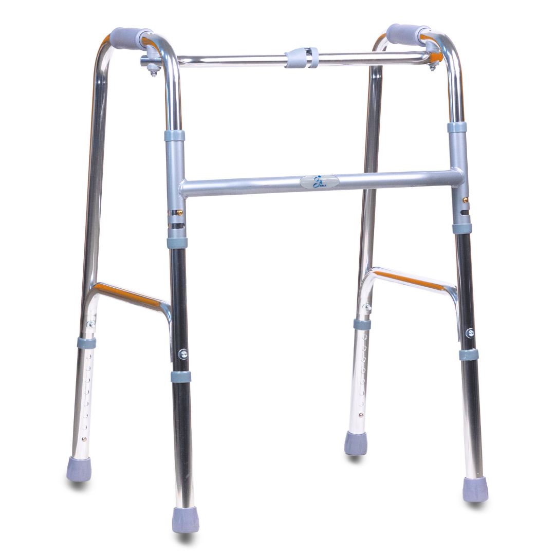 Aasraa Chromemate ARW15C | Aluminium Folding Walker With Dual Walking Modes (Shiny Finish)