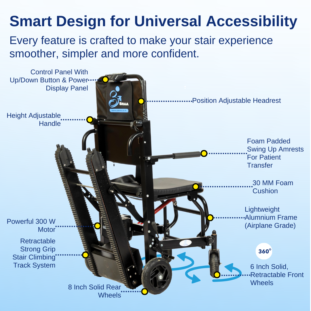 Aasraa Power Stair-X ARA01B | Assisted Stair Climbing Power Wheelchair