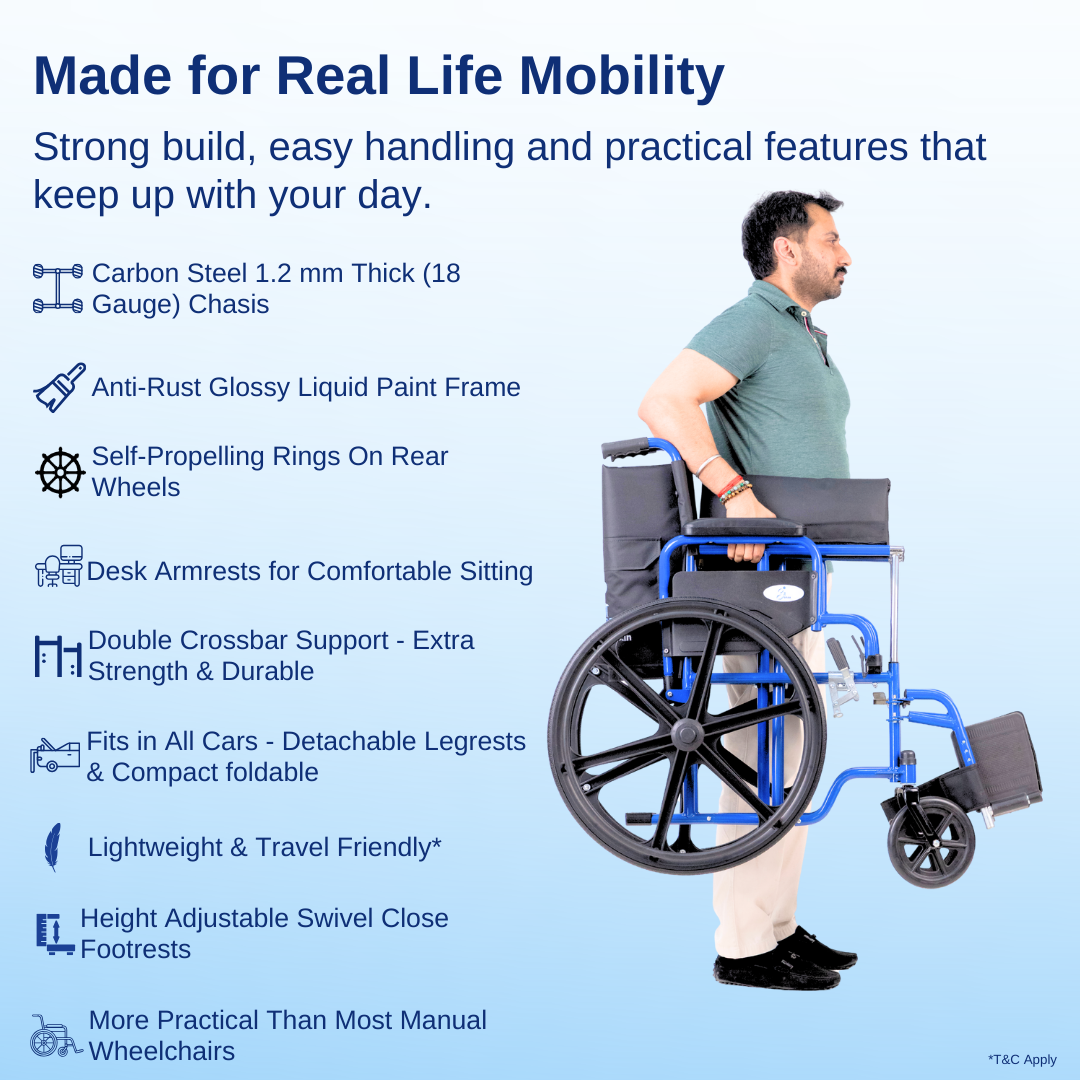 Aasraa Sturdi AR803E | Designed For Daily Use Manual Wheelchair