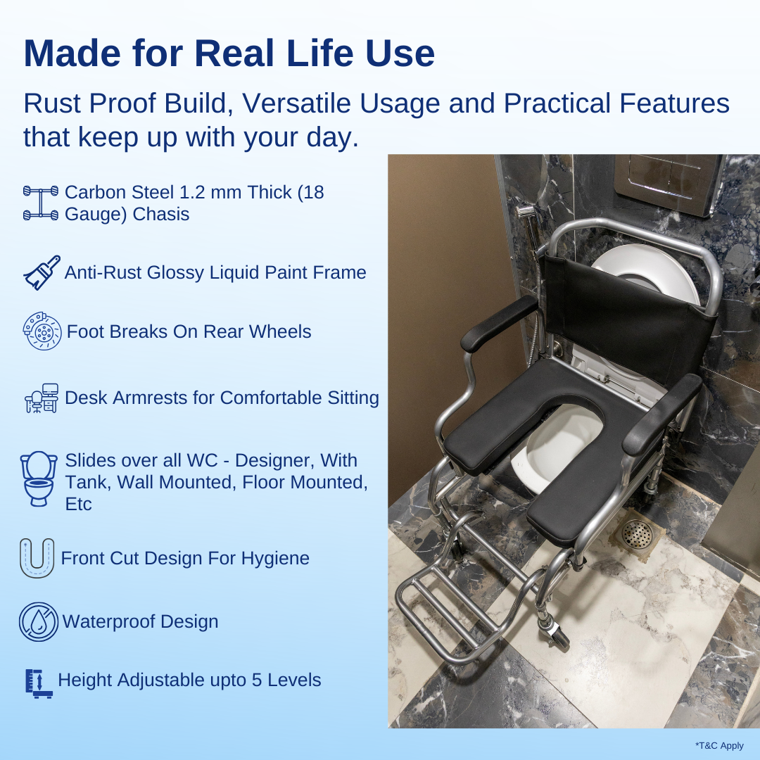 Aasraa Portacommode ART05S | Commode Transfer Wheelchair