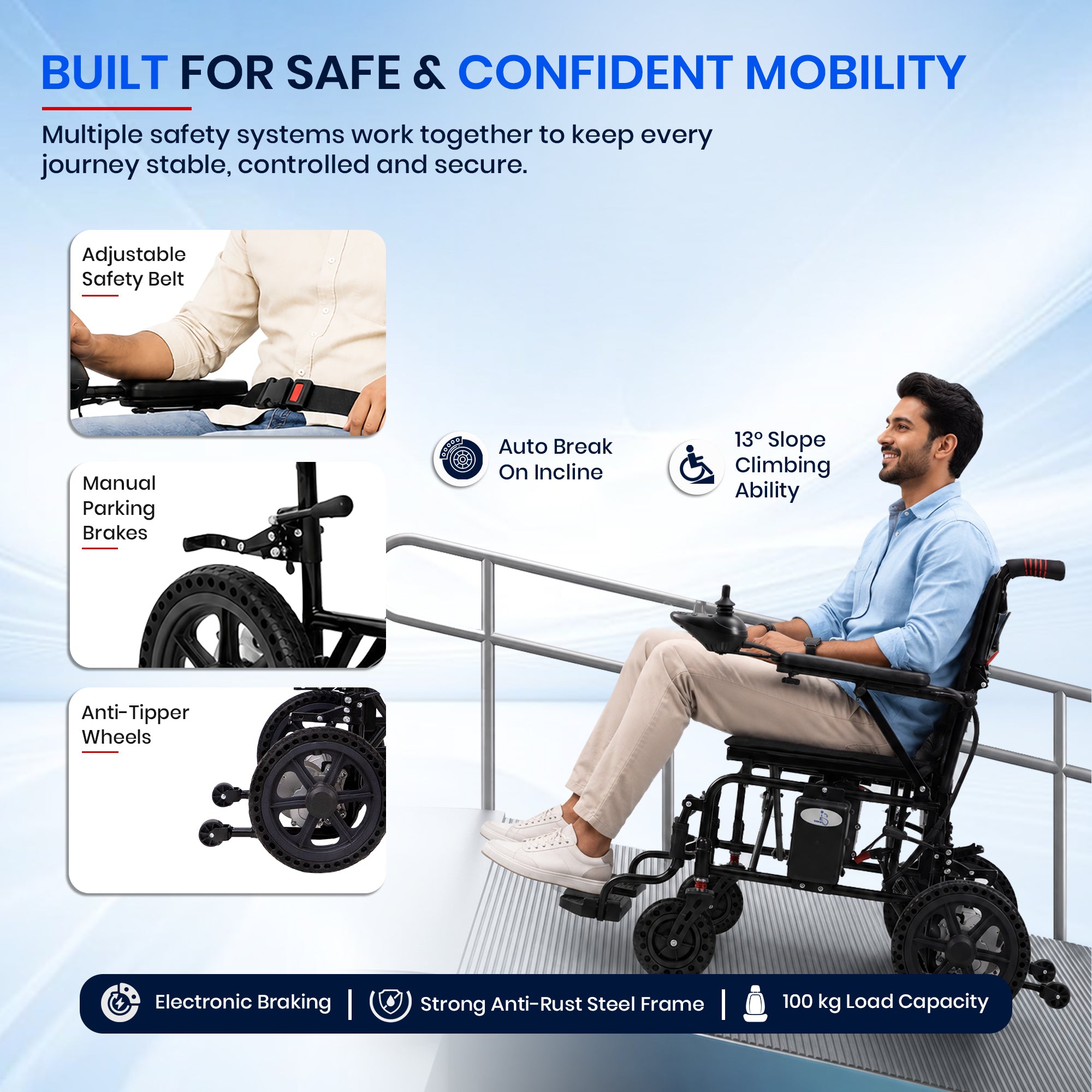 Aasraa Power Safar AR501B | Lightweight Compact Electric Wheelchair