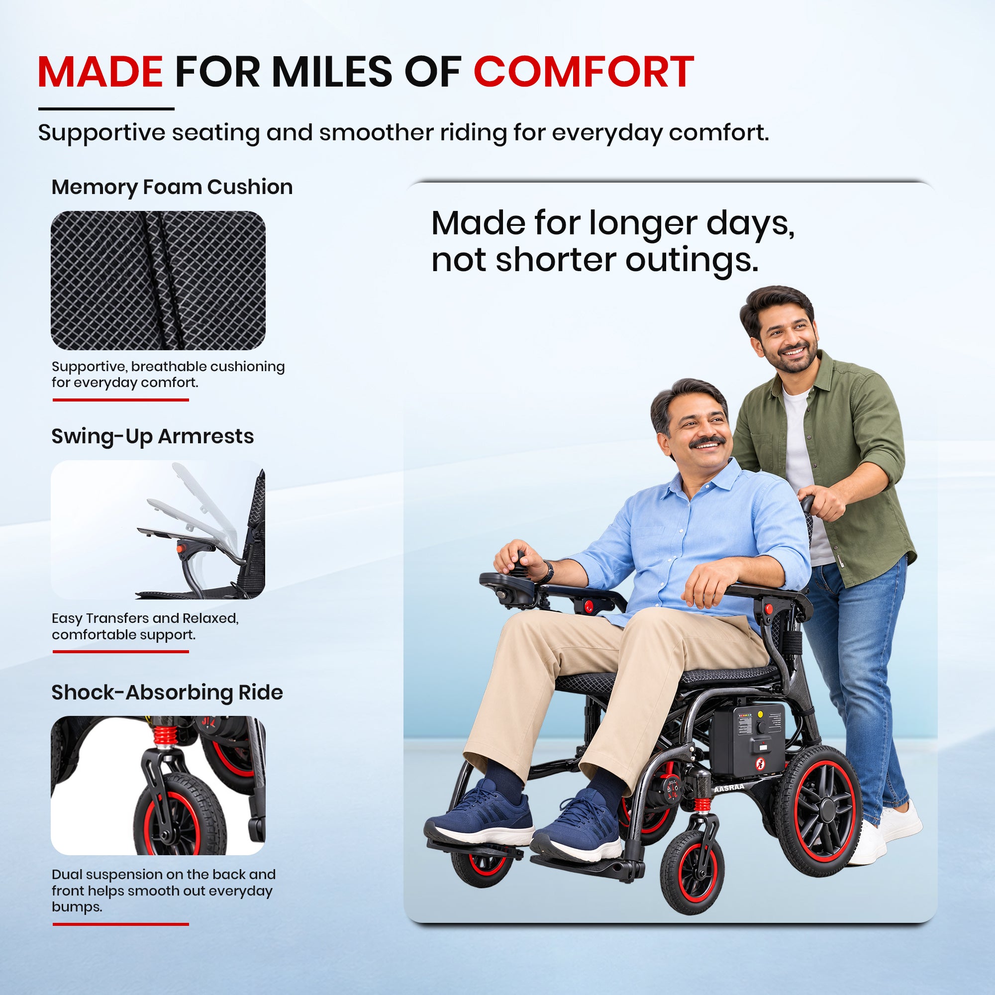 Aasraa Power Air 1 ARC01B | Ultra-Lightweight Carbon Fibre Electric Wheelchair