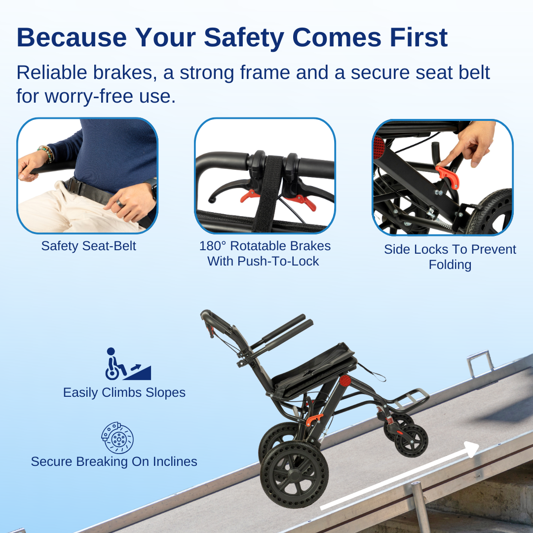 Aasraa Flyte Plus AR137B | Lightweight Travel Wheelchair (19 Inch Seat Width / AL Frame)