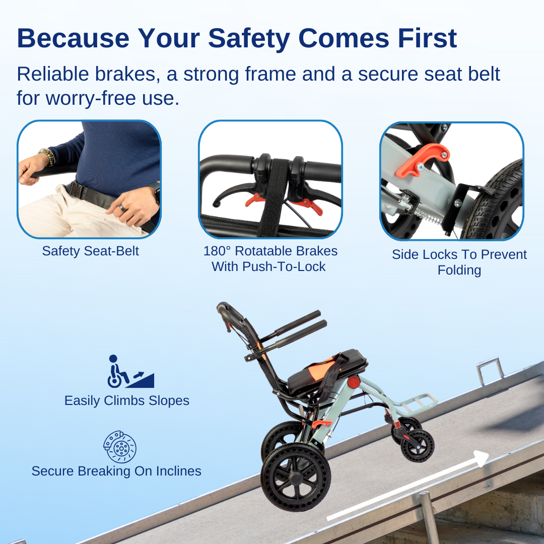 Aasraa Flyte Go AR107Y | Lightweight Travel Wheelchair (16 Inch Seat Width / MS Frame)