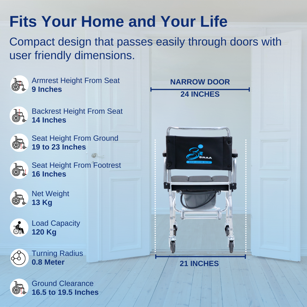 Aasraa Portacommode ART05S | Commode Transfer Wheelchair