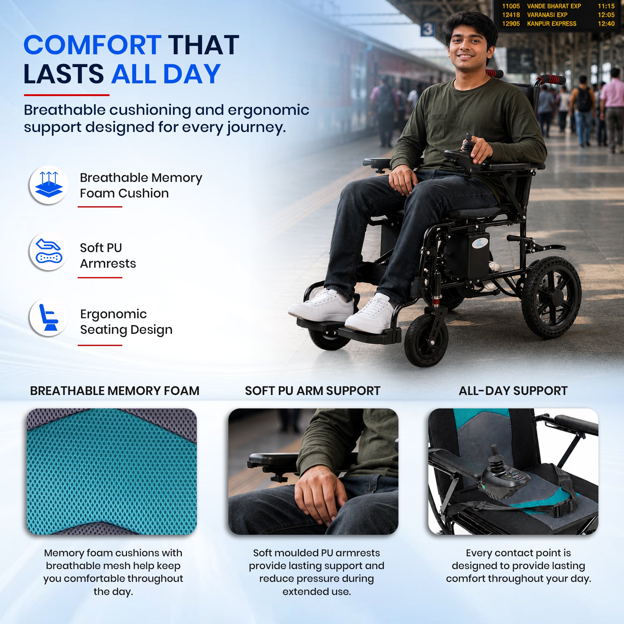 Aasraa Power Safar AR501B | Lightweight Compact Electric Wheelchair
