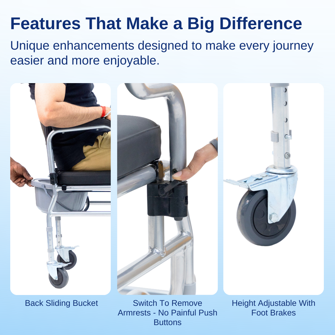 Aasraa Portacommode ART05S | Commode Transfer Wheelchair