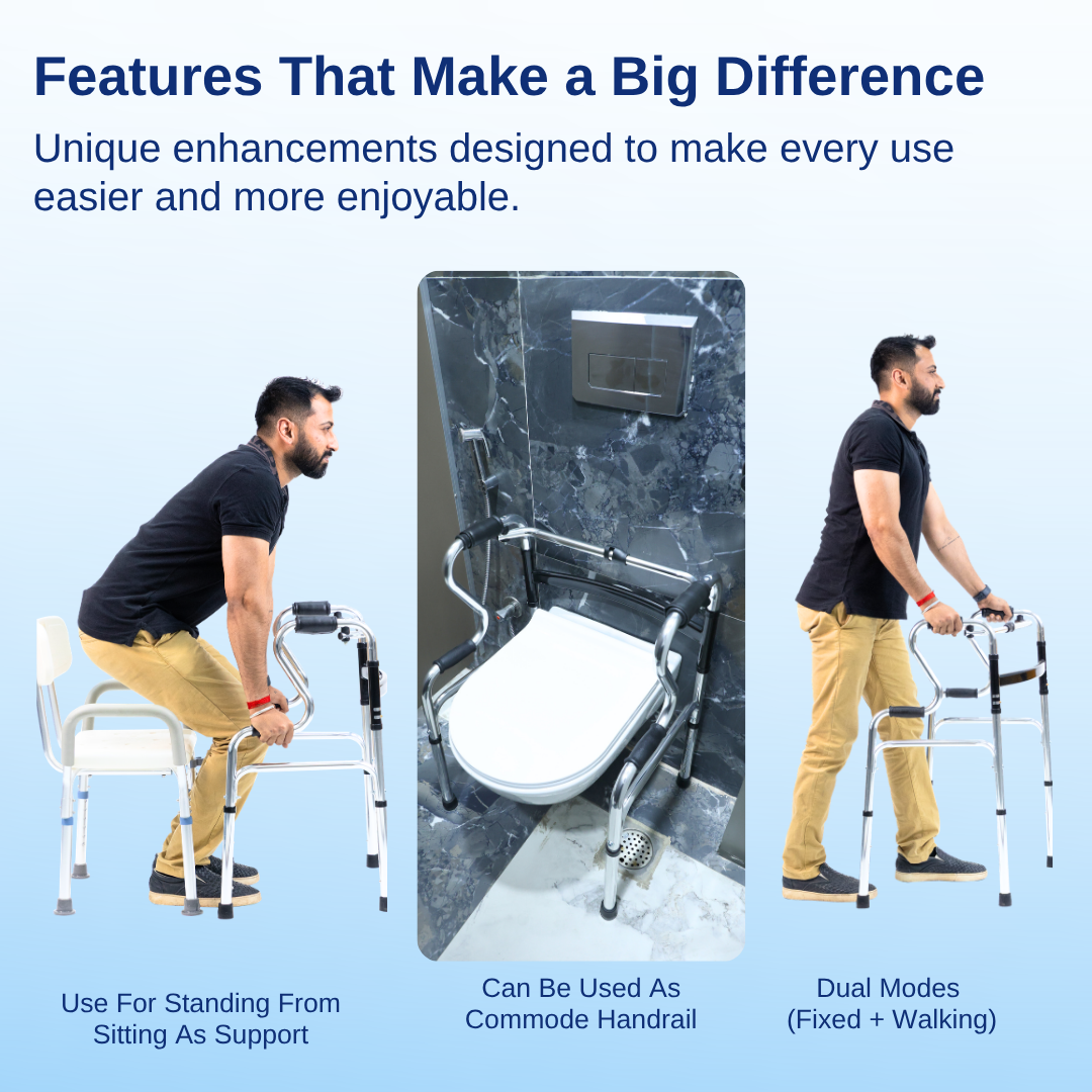 Aasraa Stepsure ARS05C | Aluminium Folding Step Walker With Dual Walking Modes (Shiny Finish)