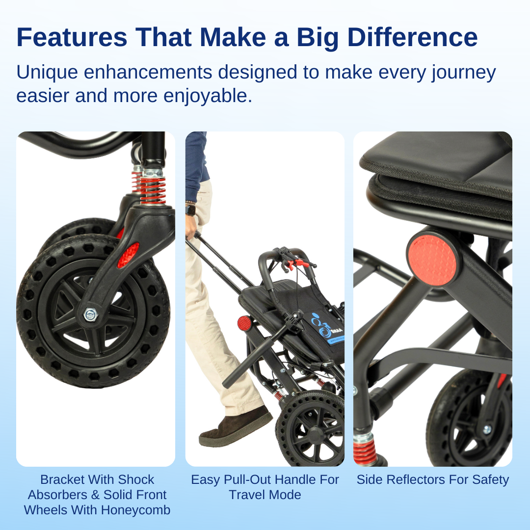 Aasraa Flyte Plus AR137B | Lightweight Travel Wheelchair (19 Inch Seat Width / AL Frame)