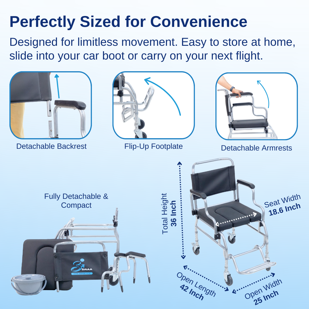 Aasraa Portacommode ART05S | Commode Transfer Wheelchair