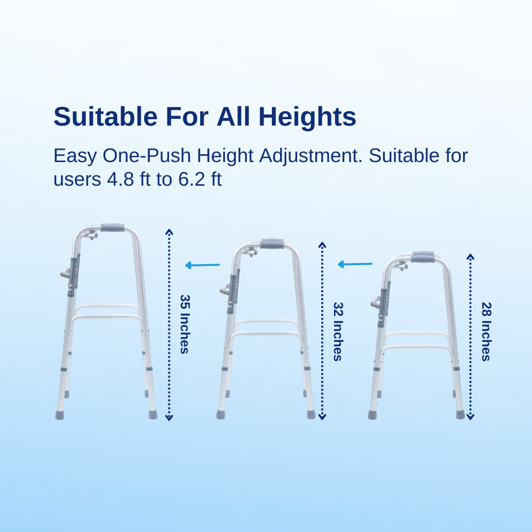 Aasraa Easystep ARW25A | Aluminium Folding Walker With Dual Walking Modes (Matt Finish)
