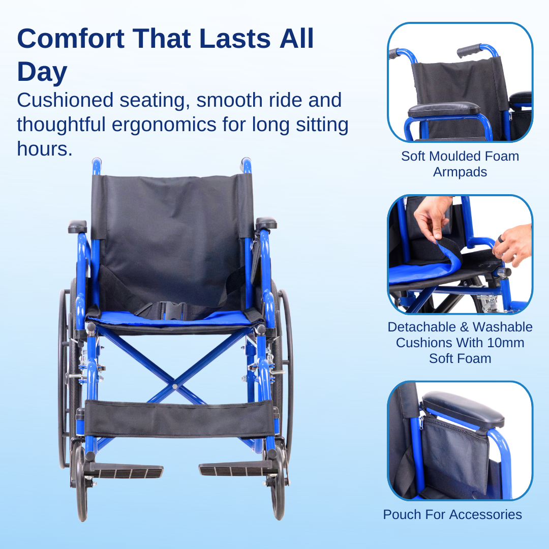 Aasraa Sturdi AR803E | Designed For Daily Use Manual Wheelchair