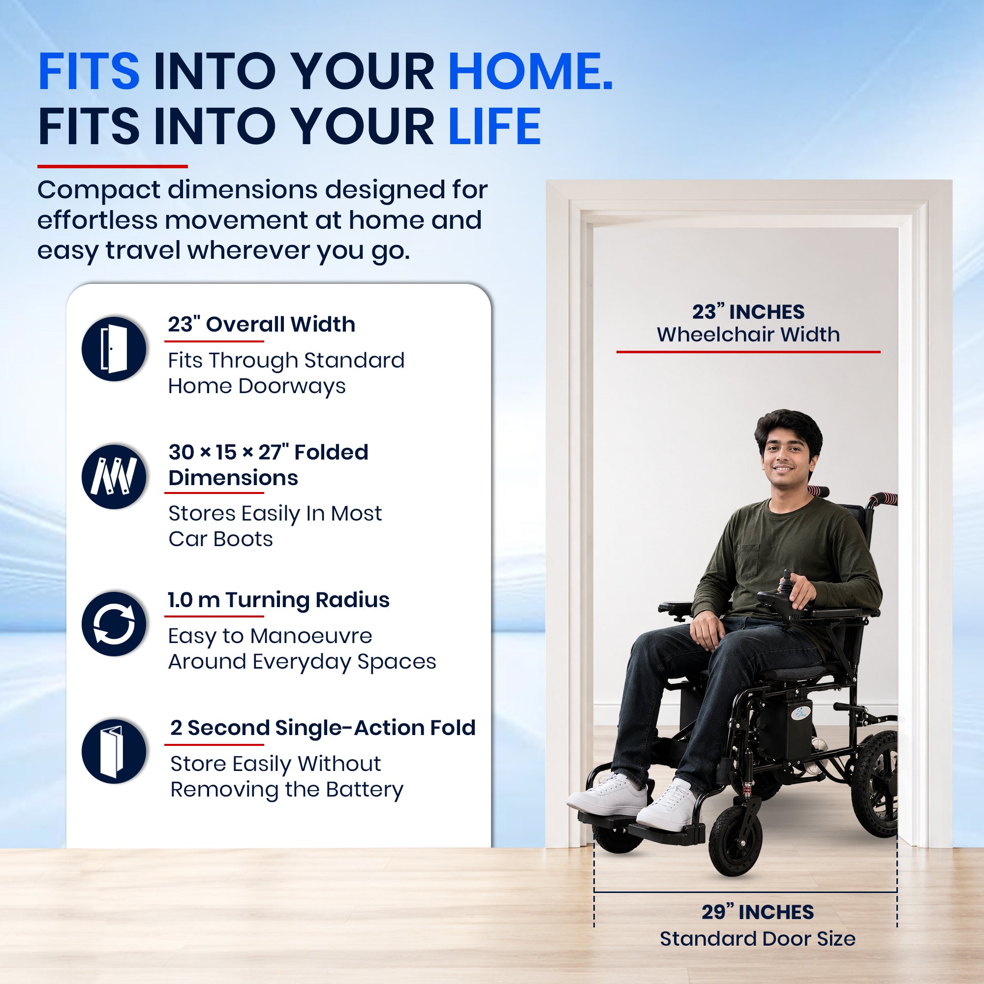 Aasraa Power Safar AR501B | Lightweight Compact Electric Wheelchair