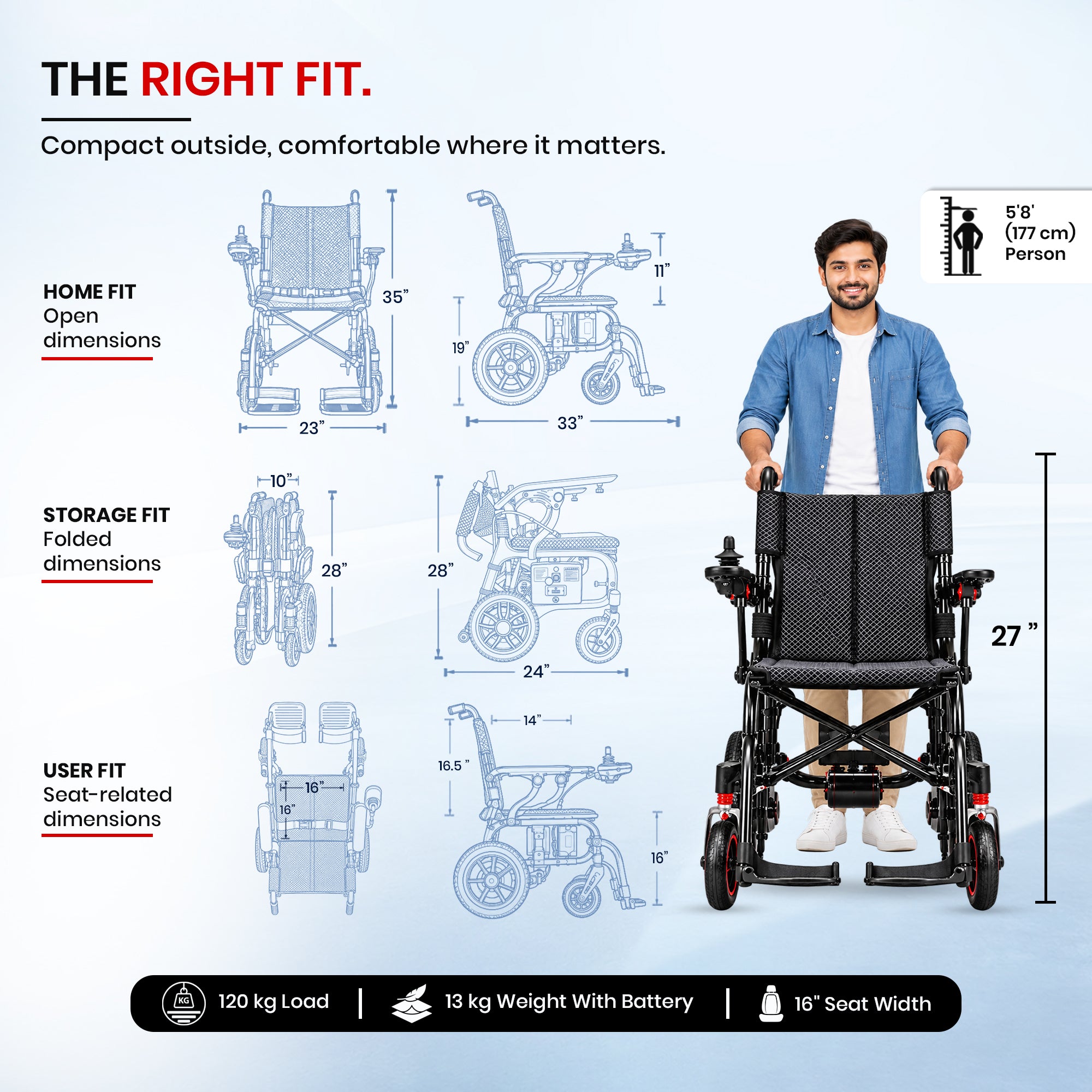 Aasraa Power Air 1 ARC01B | Ultra-Lightweight Carbon Fibre Electric Wheelchair