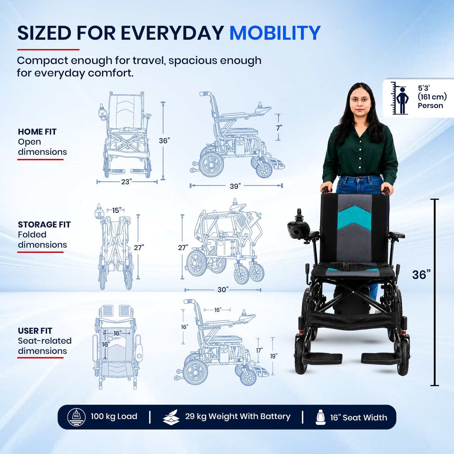 Aasraa Power Safar AR501B | Lightweight Compact Electric Wheelchair